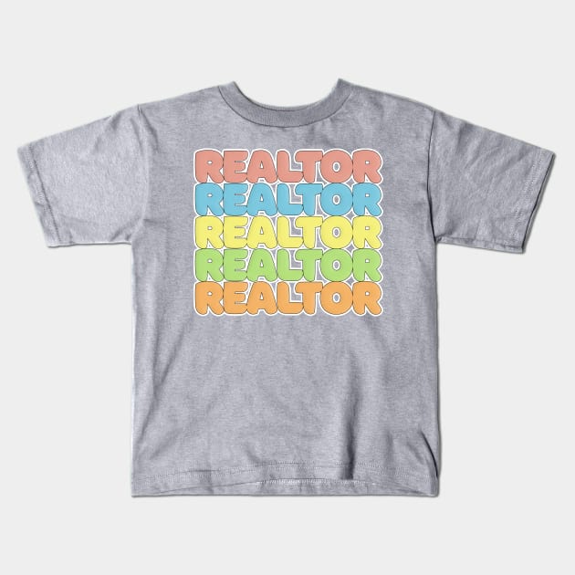 Retro 70s Styled REALTOR Typographic Design Kids T-Shirt by DankFutura